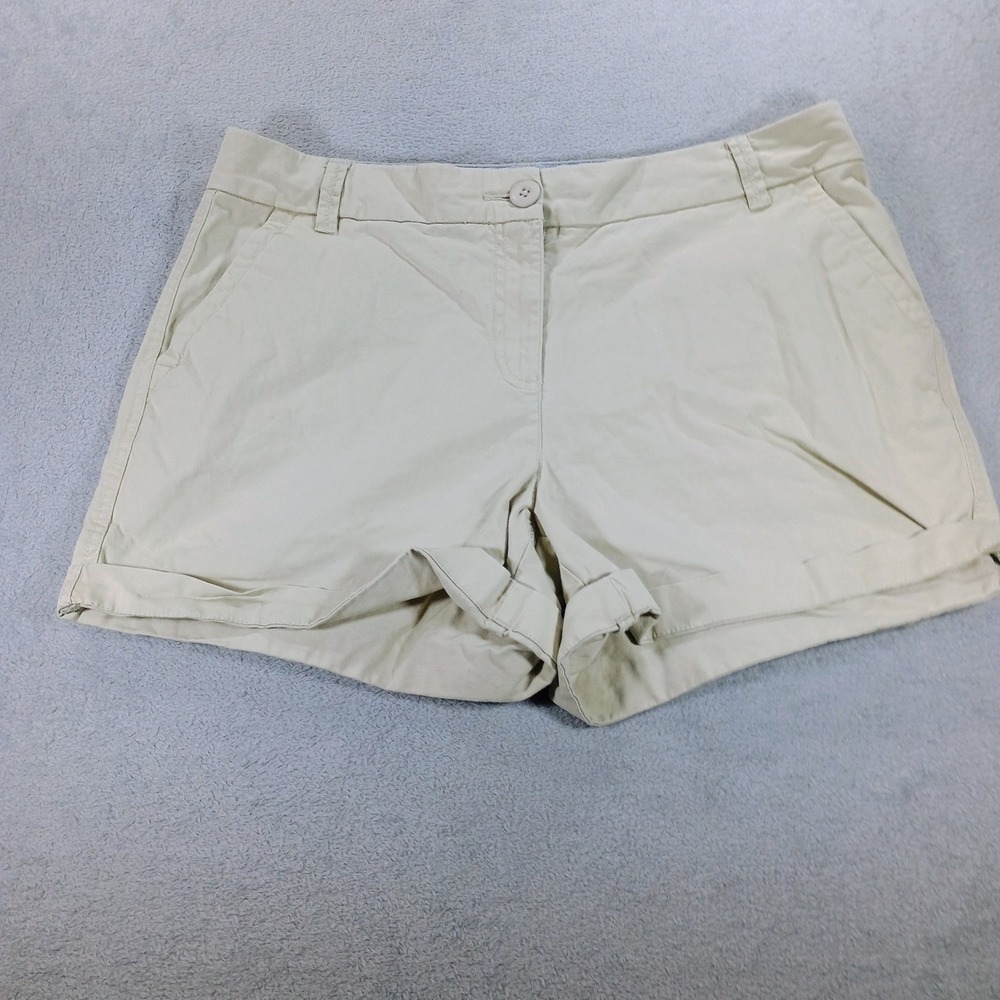 Crown & Ivy Women Caroline Khaki Shorts Size 8 Cuffed Chino